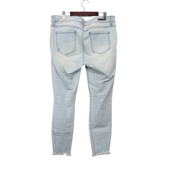 Kut from the Kloth Ankle Skinny White Light Blue Denim SZ 10 Raw Hem 28" L - Picture 2 of 13